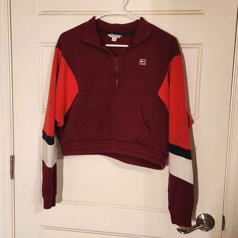 Tommy hilfiger sport red woman's crop sweatshirt xs